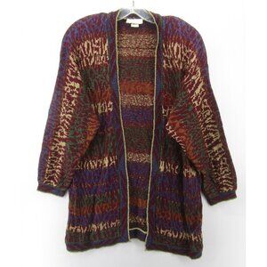 VINTAGE Cache Sweater 1 Mohair Wool Open Cardigan Tunic Funky Colorful